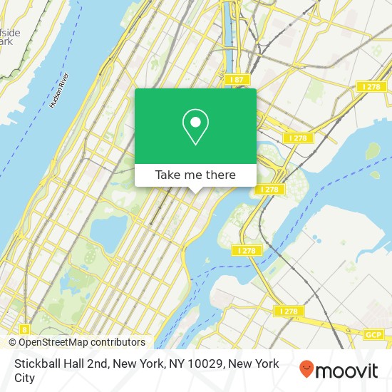 Mapa de Stickball Hall 2nd, New York, NY 10029