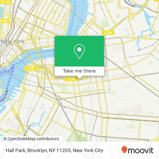 Mapa de Hall Park, Brooklyn, NY 11205