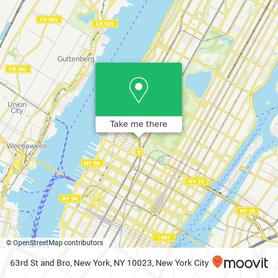 63rd St and Bro, New York, NY 10023 map