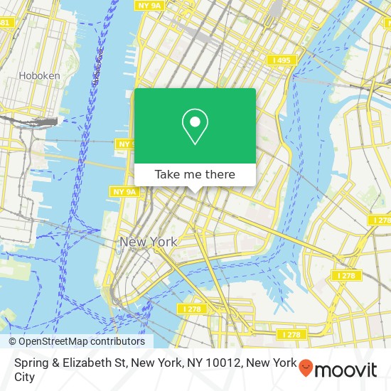 Spring & Elizabeth St, New York, NY 10012 map