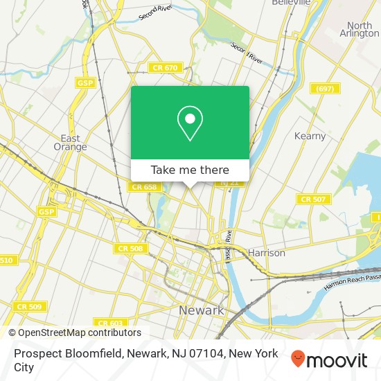 Prospect Bloomfield, Newark, NJ 07104 map