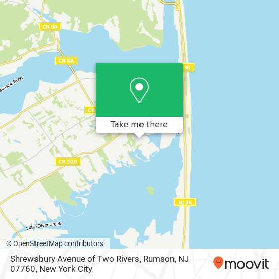 Mapa de Shrewsbury Avenue of Two Rivers, Rumson, NJ 07760