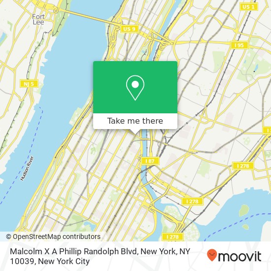 Malcolm X A Phillip Randolph Blvd, New York, NY 10039 map