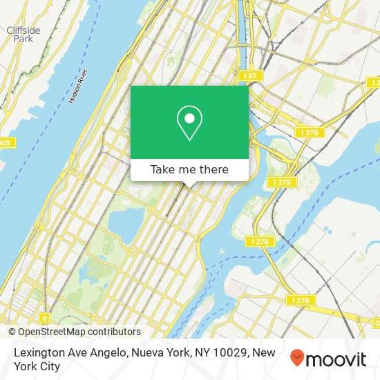 Mapa de Lexington Ave Angelo, Nueva York, NY 10029