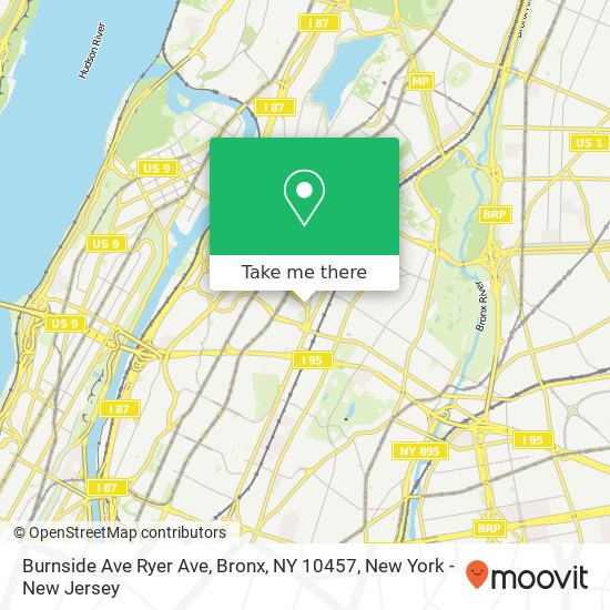 Mapa de Burnside Ave Ryer Ave, Bronx, NY 10457