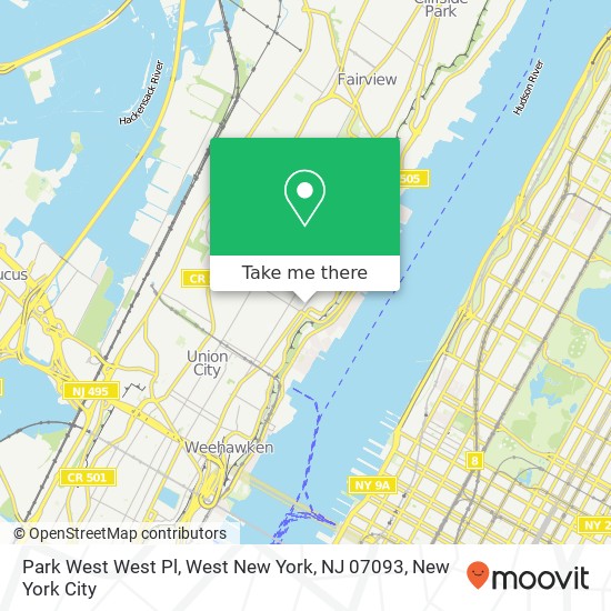 Mapa de Park West West Pl, West New York, NJ 07093