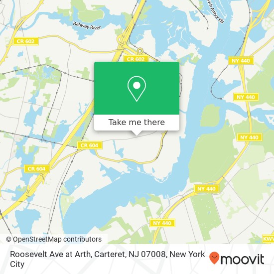 Mapa de Roosevelt Ave at Arth, Carteret, NJ 07008