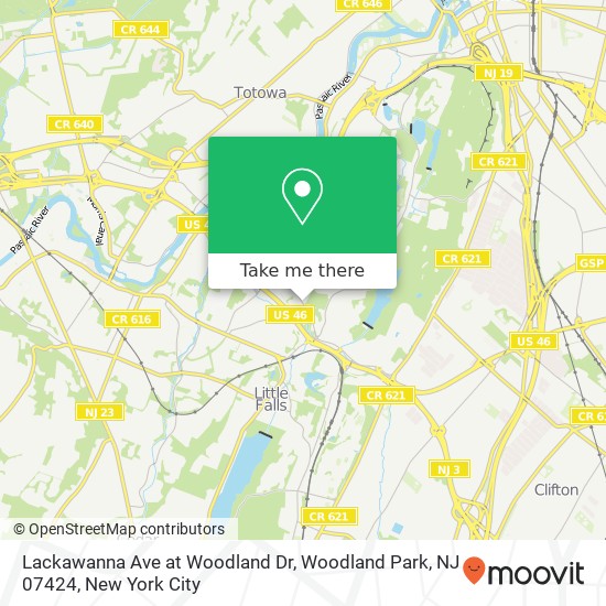 Mapa de Lackawanna Ave at Woodland Dr, Woodland Park, NJ 07424