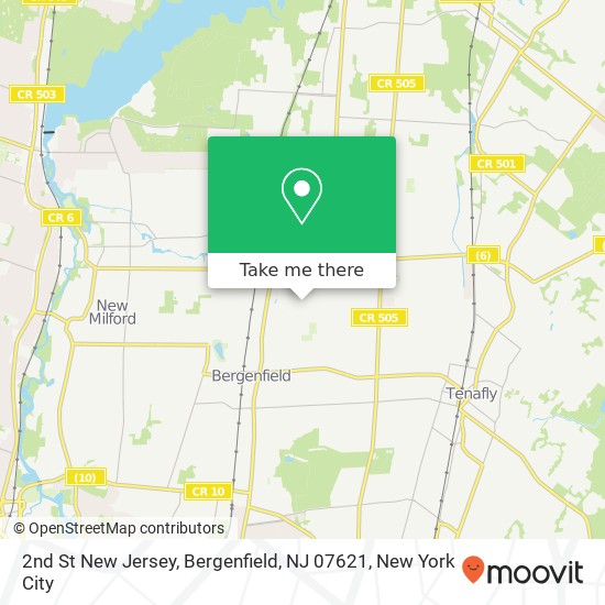 Mapa de 2nd St New Jersey, Bergenfield, NJ 07621
