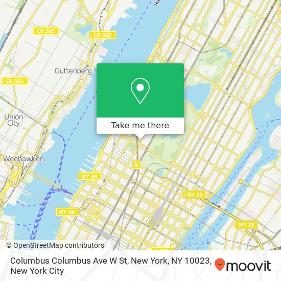 Mapa de Columbus Columbus Ave W St, New York, NY 10023