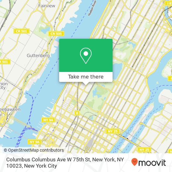 Columbus Columbus Ave W 75th St, New York, NY 10023 map