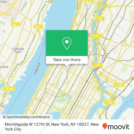 Mapa de Morningside W 127th St, New York, NY 10027