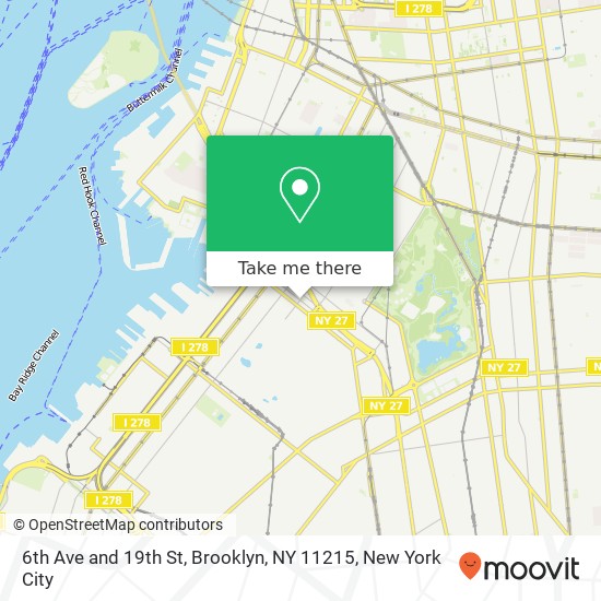 Mapa de 6th Ave and 19th St, Brooklyn, NY 11215