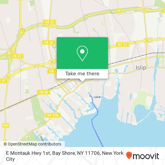 Mapa de E Montauk Hwy 1st, Bay Shore, NY 11706