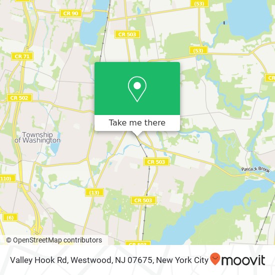 Mapa de Valley Hook Rd, Westwood, NJ 07675