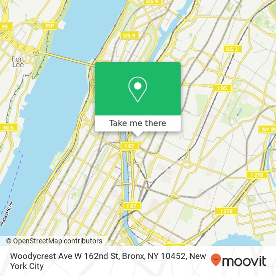 Mapa de Woodycrest Ave W 162nd St, Bronx, NY 10452
