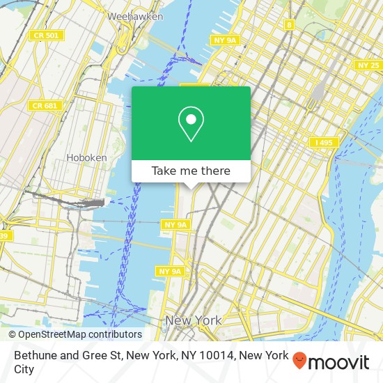 Bethune and Gree St, New York, NY 10014 map