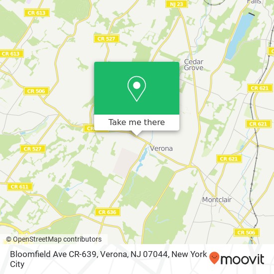 Mapa de Bloomfield Ave CR-639, Verona, NJ 07044