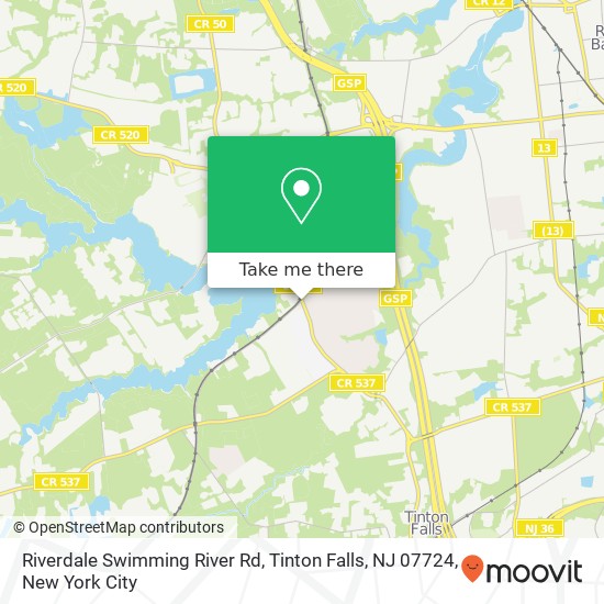 Mapa de Riverdale Swimming River Rd, Tinton Falls, NJ 07724