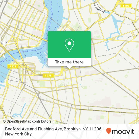 Bedford Ave and Flushing Ave, Brooklyn, NY 11206 map