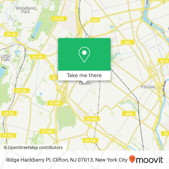 Mapa de Ridge Hackberry Pl, Clifton, NJ 07013