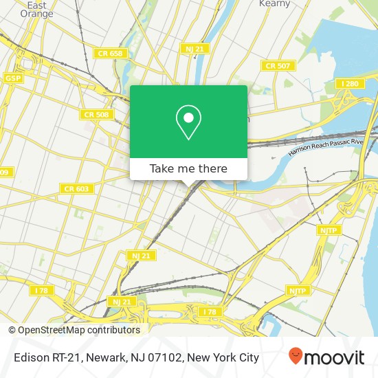 Mapa de Edison RT-21, Newark, NJ 07102