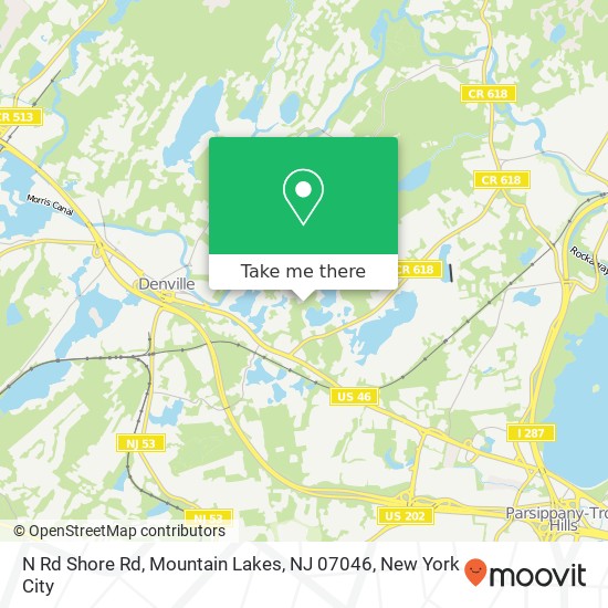 N Rd Shore Rd, Mountain Lakes, NJ 07046 map