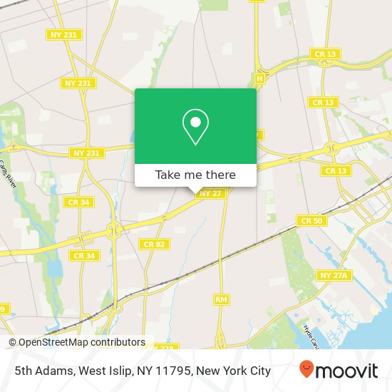 Mapa de 5th Adams, West Islip, NY 11795