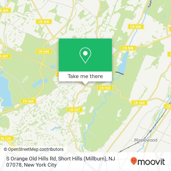 Mapa de S Orange Old Hills Rd, Short Hills (Millburn), NJ 07078