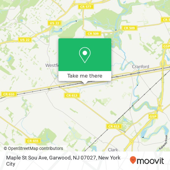 Mapa de Maple St Sou Ave, Garwood, NJ 07027