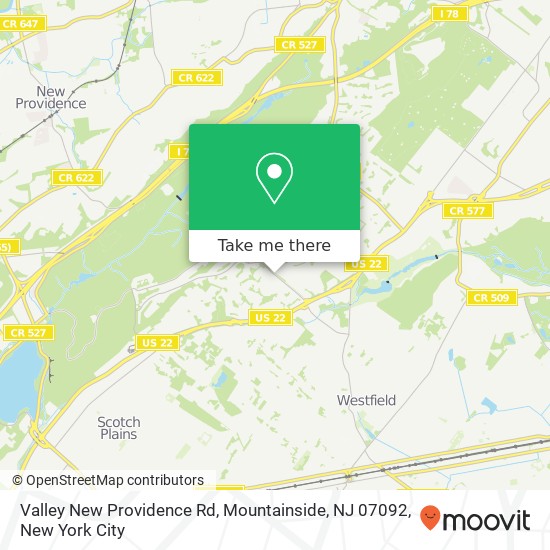 Valley New Providence Rd, Mountainside, NJ 07092 map