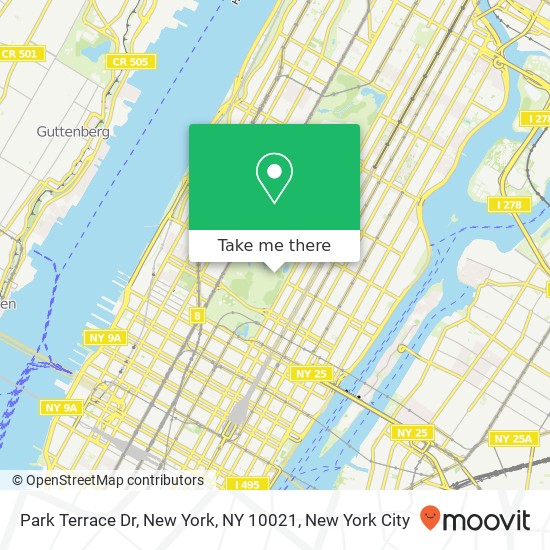 Mapa de Park Terrace Dr, New York, NY 10021