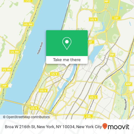 Mapa de Broa W 216th St, New York, NY 10034