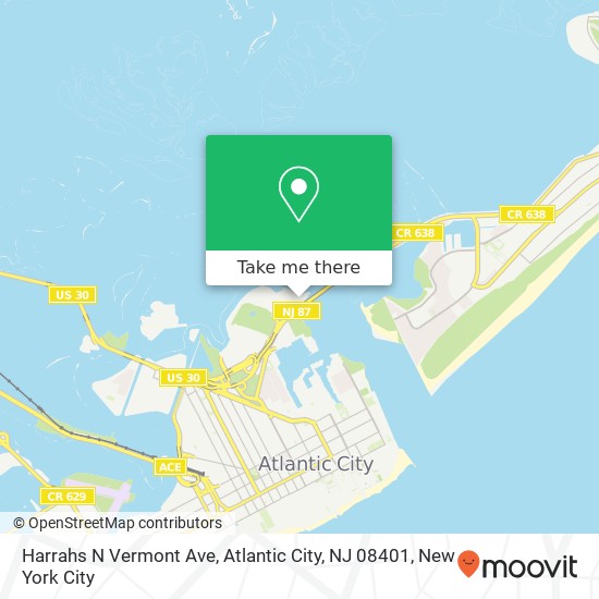 Mapa de Harrahs N Vermont Ave, Atlantic City, NJ 08401