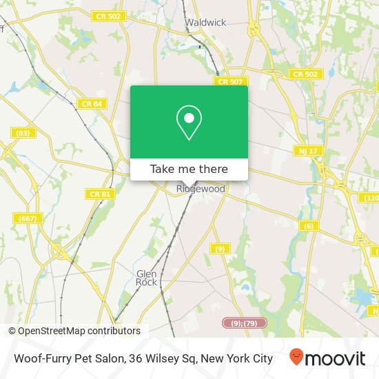 Mapa de Woof-Furry Pet Salon, 36 Wilsey Sq