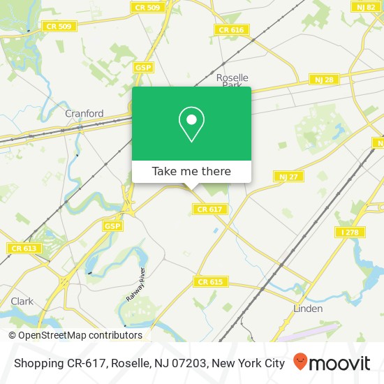 Mapa de Shopping CR-617, Roselle, NJ 07203