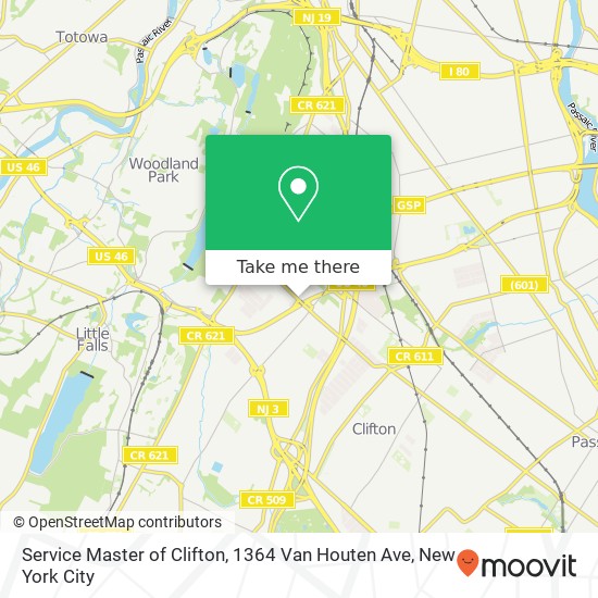 Mapa de Service Master of Clifton, 1364 Van Houten Ave