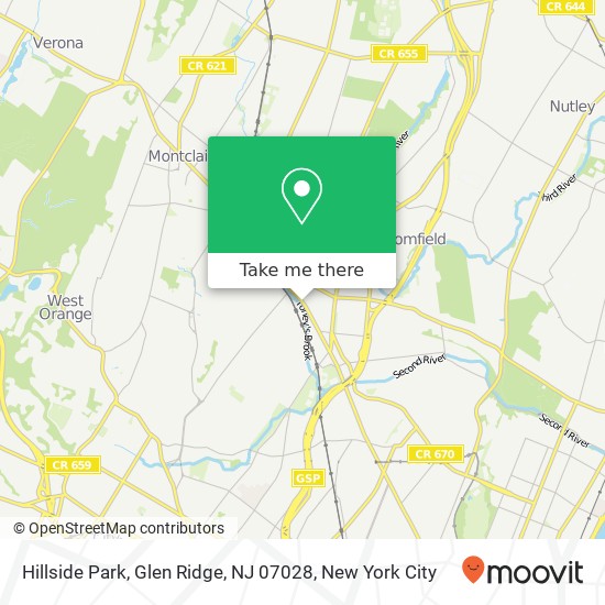 Mapa de Hillside Park, Glen Ridge, NJ 07028