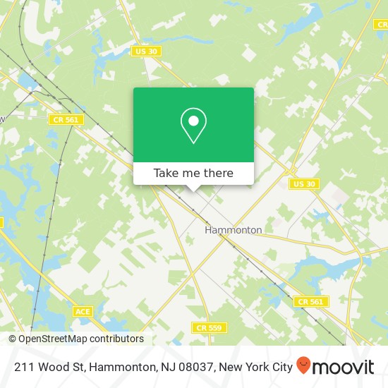 Mapa de 211 Wood St, Hammonton, NJ 08037