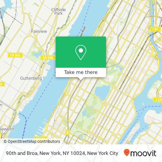 90th and Broa, New York, NY 10024 map