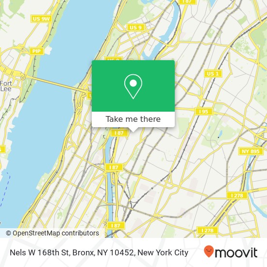 Mapa de Nels W 168th St, Bronx, NY 10452
