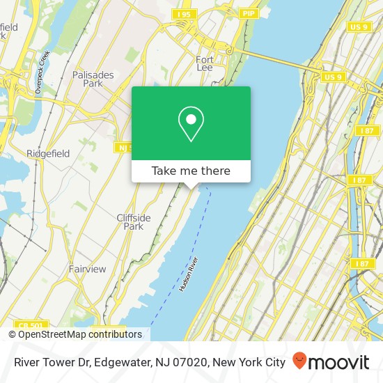 Mapa de River Tower Dr, Edgewater, NJ 07020