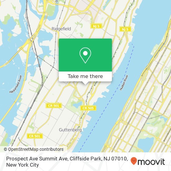 Prospect Ave Summit Ave, Cliffside Park, NJ 07010 map