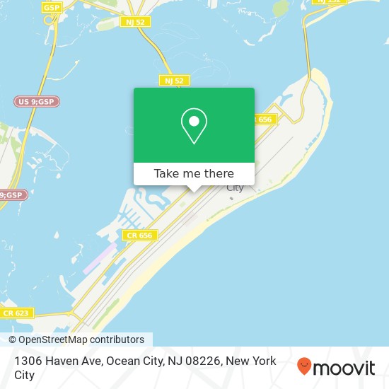 Mapa de 1306 Haven Ave, Ocean City, NJ 08226