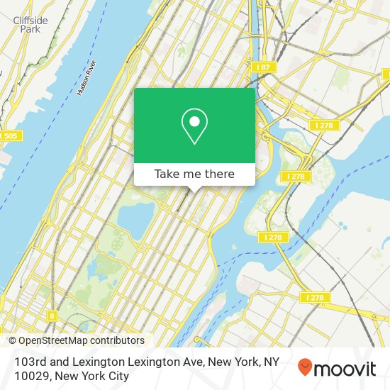 Mapa de 103rd and Lexington Lexington Ave, New York, NY 10029