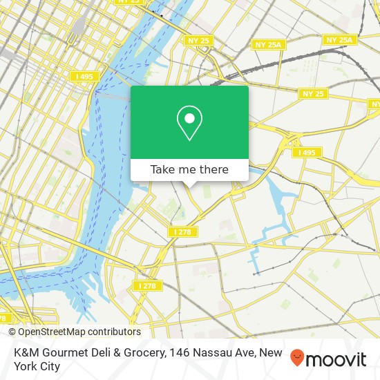 Mapa de K&M Gourmet Deli & Grocery, 146 Nassau Ave