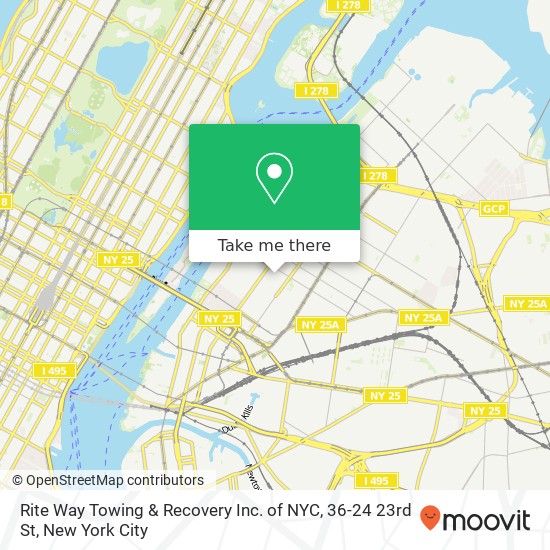 Mapa de Rite Way Towing & Recovery Inc. of NYC, 36-24 23rd St