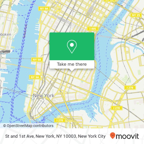 Mapa de St and 1st Ave, New York, NY 10003