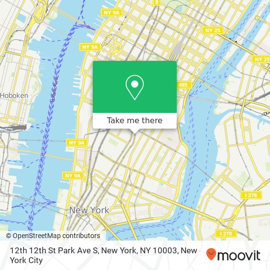 Mapa de 12th 12th St Park Ave S, New York, NY 10003