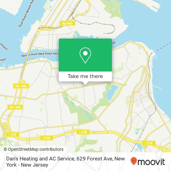 Mapa de Dan's Heating and AC Service, 629 Forest Ave